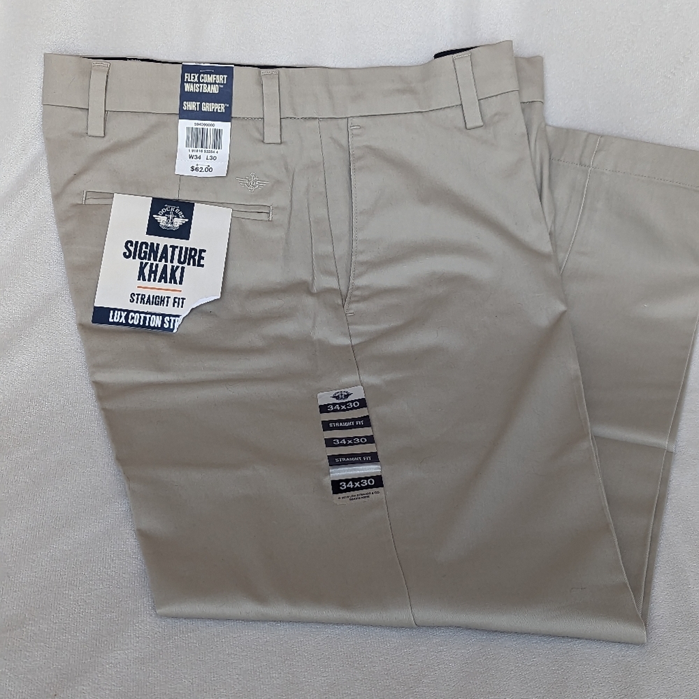 DOCKERS | Men’s Straight Fit Khaki Pants Lux Cotton Stretch Wrinkle Free - Picture 3 of 9